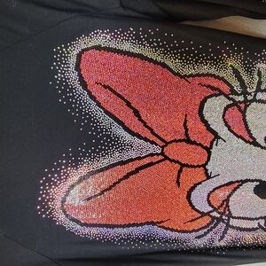 Black Sweatshirt with Pink and Sylver Cartoon Design